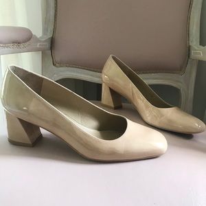 ❤️ Stuart Weitzman Marymid Pump Patent Nude 9.5
